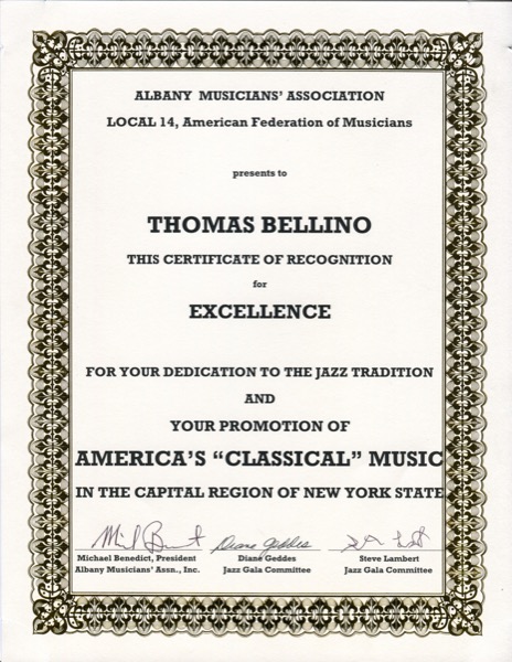 Albany Musicians Association Award